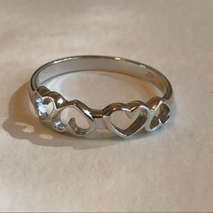 Sterling silver ring with hearts, size 8